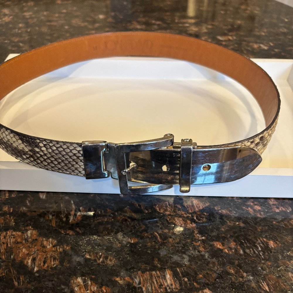 Joan & David, Python Belt With Silver Buckle, Siz… - image 3